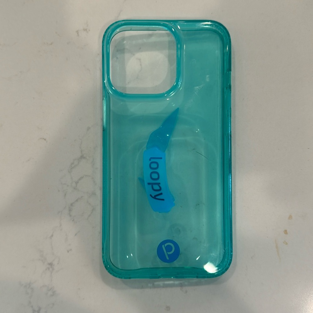 iPhone 13 Pro Clear Neon Blue Loopy Case
